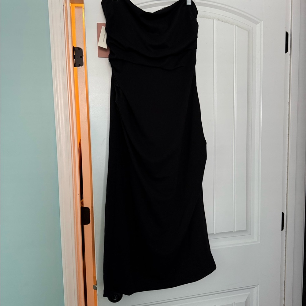 BHLDN Hayden Strapless Stretch Crepe Midi Dress x Anthropologie